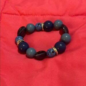 Blue and Black Beaded Bracelet